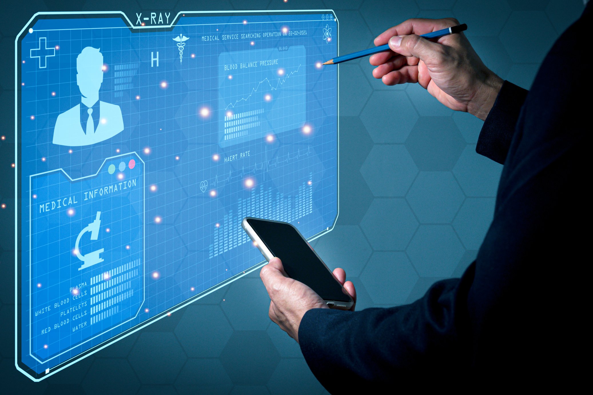 Person Using a Holographic Digital Screen